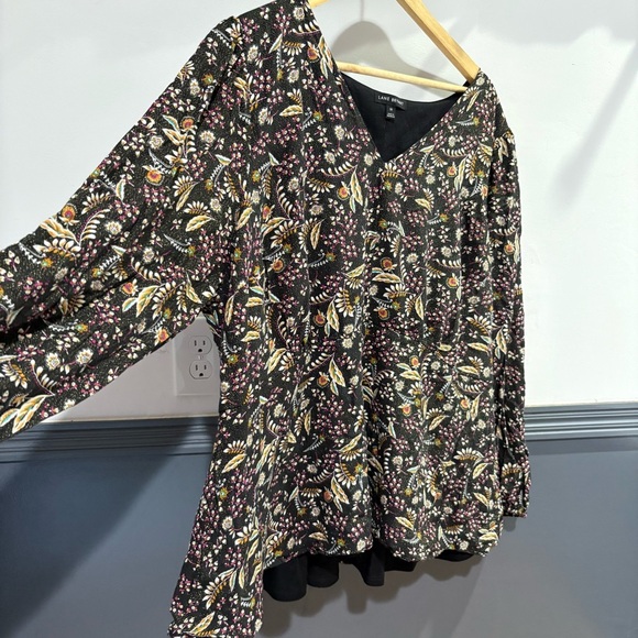 Lane Bryant Lined Floral Peplum Blouse Plus Size - Picture 4 of 11